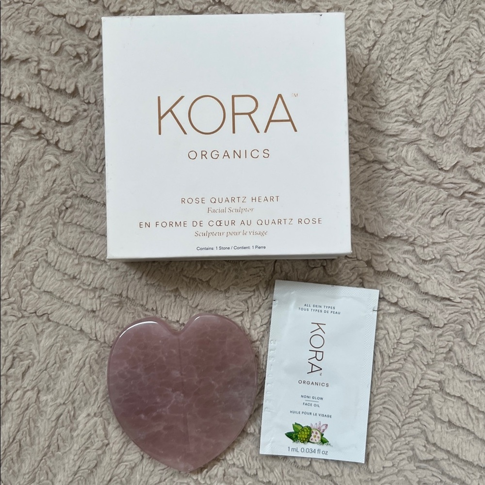 KORA Organics Rose Quartz Heart Facial Sculptor Pink Heart-Shaped Stone, New - Picture 5 of 16